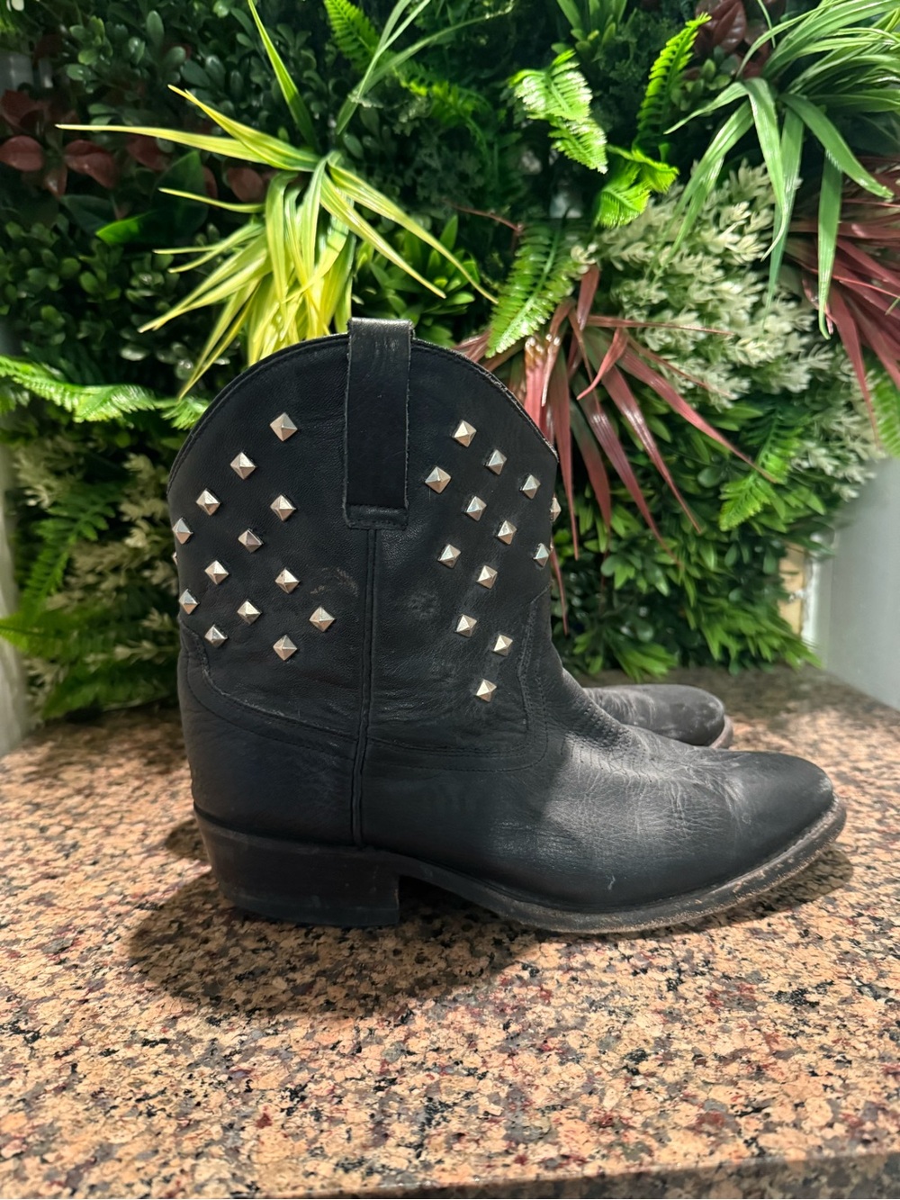 Miz Mooz Studded Black Leather Women's Ankle Boots - Picture 2 of 10